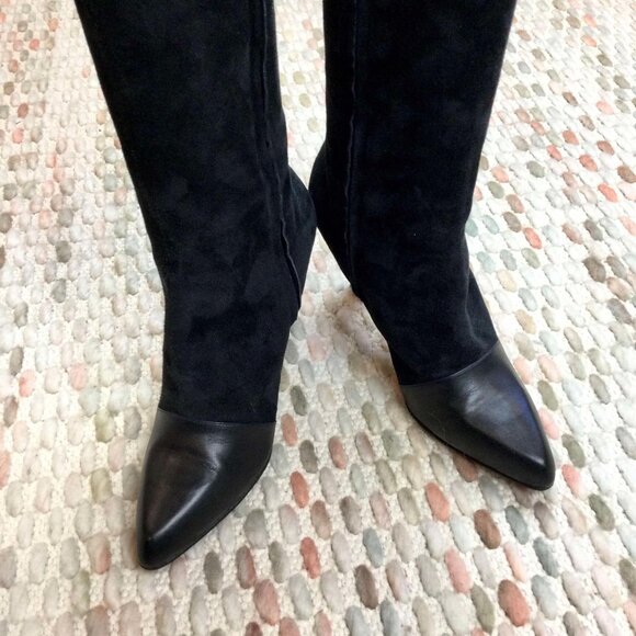 Escada Thigh-High Boots – Black Suede & Leather – Size 5.5B - Picture 4 of 8